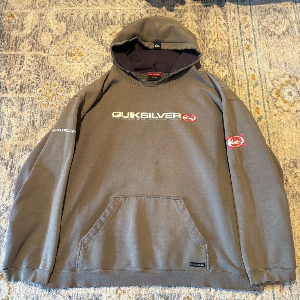 Vintage Sun Faded Quiksilver Men's Gray Hoodie